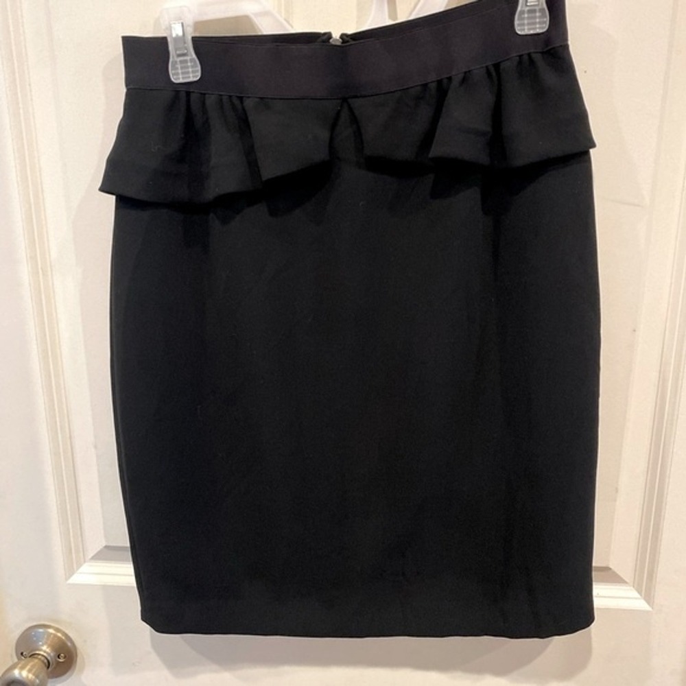 Sandro Paris Black Peplum Ruffle Mini Skirt Size 3 Large French Chic Parisian